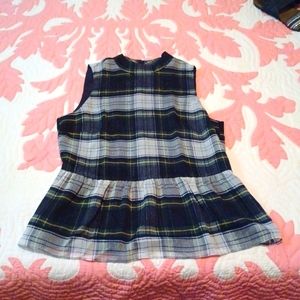 J. Crew festive plaid peplum top